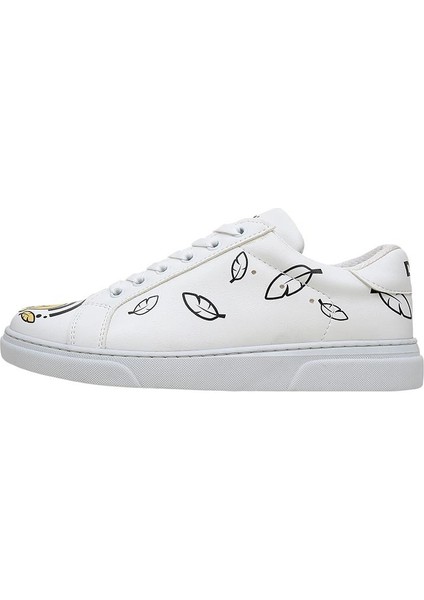 Kadın Vegan Deri Beyaz Sneakers - Warner Bros Feeling Happy Tasarım modelleri