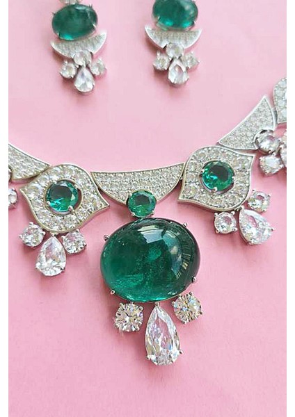 Ithal Kök Zümrüt Vıp Figürlü Damla Gümüş Kolye fırsatları