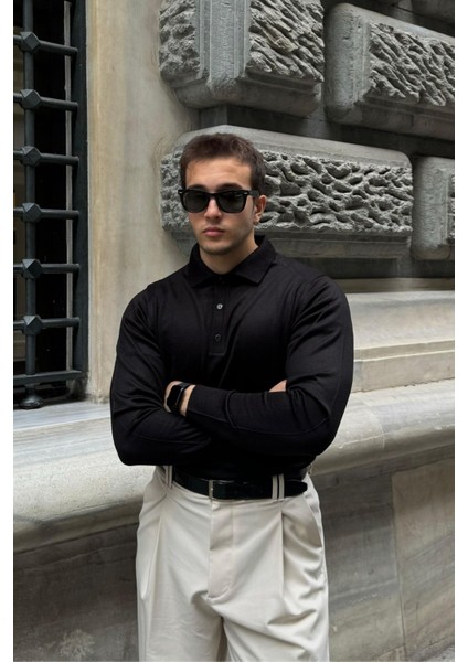 Erkek Standart Fit Normal Kesim Polo Yaka Triko Kazak