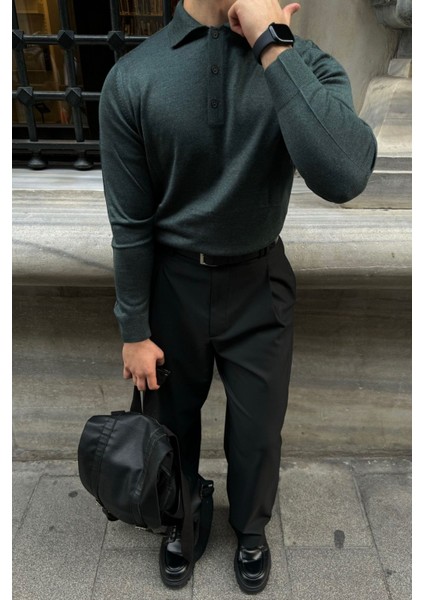 Erkek Standart Fit Normal Kesim Polo Yaka Triko Kazak indirimleri