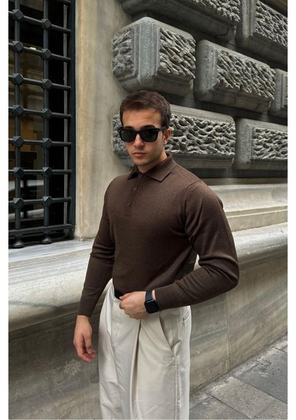 Erkek Standart Fit Normal Kesim Polo Yaka Triko Kazak indirimleri
