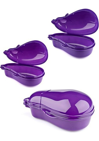 3 Adet Plastik Patlıcan Şekil Meyve Sebze Saklama Taşıma Kabı 650 ml