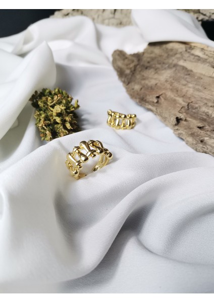 Kadın Gold Renk Chain Link 316L Çelik Ayarlanabilir Yüzük fiyatları