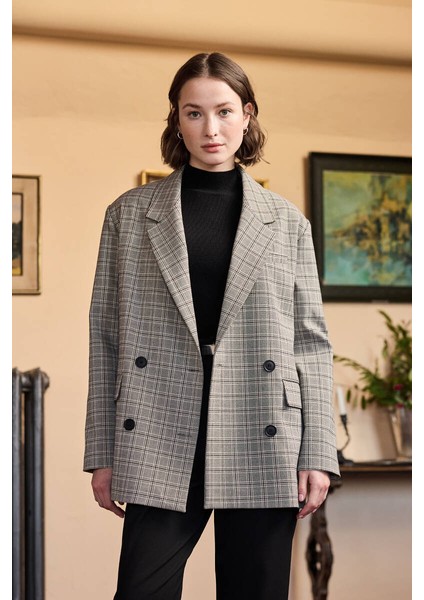 Ekose Desenli Blazer