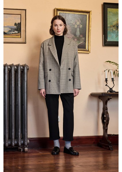 Ekose Desenli Blazer