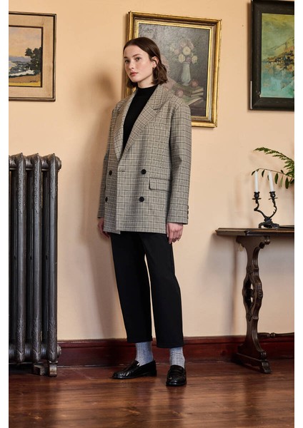 Ekose Desenli Blazer