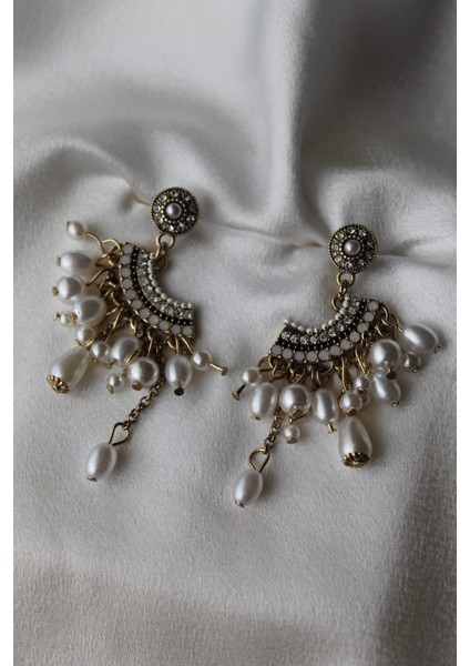 İncili ve Zirkon Taşlı Vintage Sallantılı Küpe modelleri