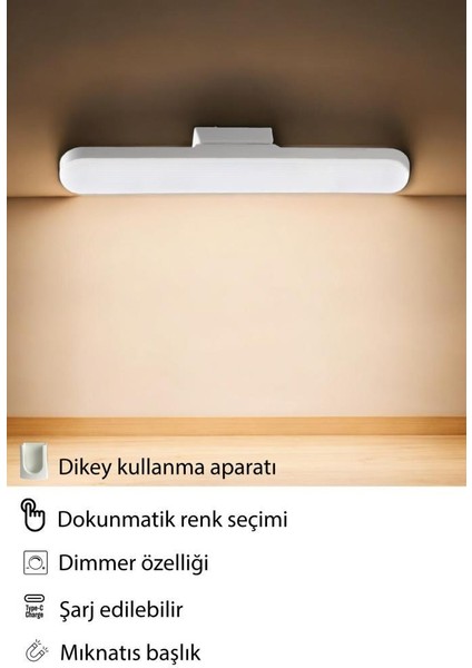 Mıknatıslı Kablosuz USB Şarjlı 3 Modlu Dolap İçi Kabin ve LED Monitör Aydınlatma Lambası