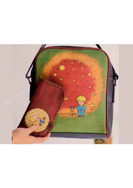 Küçük Prens Figürlü Büyük Postacı Kol Çantası Etnik Bohem Style Çanta Siyah, Cüzdan Bordo Kombin fiyatları