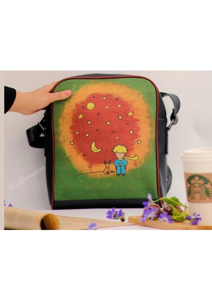 Küçük Prens Figürlü Büyük Postacı Kol Çantası Etnik Bohem Style Çanta Siyah, Cüzdan Bordo Kombin fırsatları