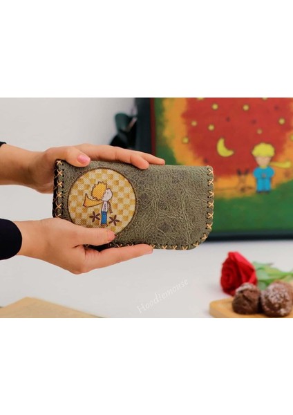 Küçük Prens Figürlü Büyük Postacı Kol Çantası Etnik Bohem Style Çanta Siyah, Cüzdan Yesil Kombin modelleri