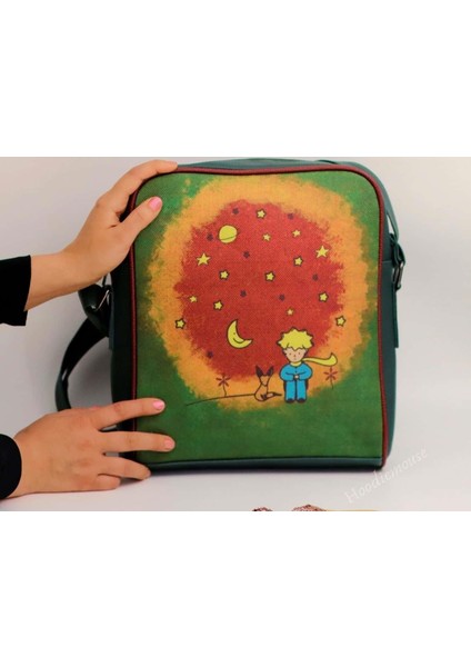Küçük Prens Figürlü Büyük Postacı Kol Çantası Etnik Bohem Style Çanta Siyah, Cüzdan Yesil Kombin fırsatları