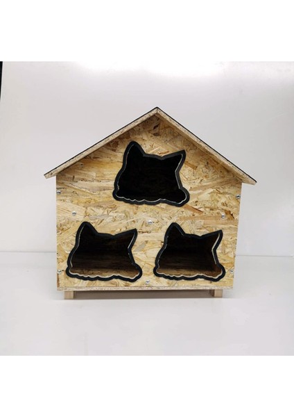 Kedi Evi Dış Ortam Uygun Ahşap Kedi Evi Osb 58x58x40 cm