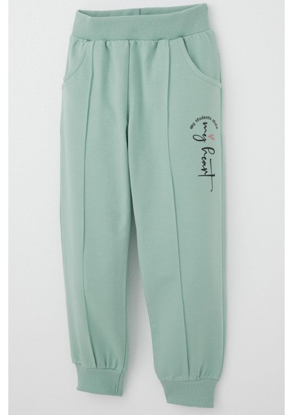 Kız Çocuk Eşofman Altı Çima Dikiş Detaylı Cepli 3-7 Yaş, Su Yeşili modelleri