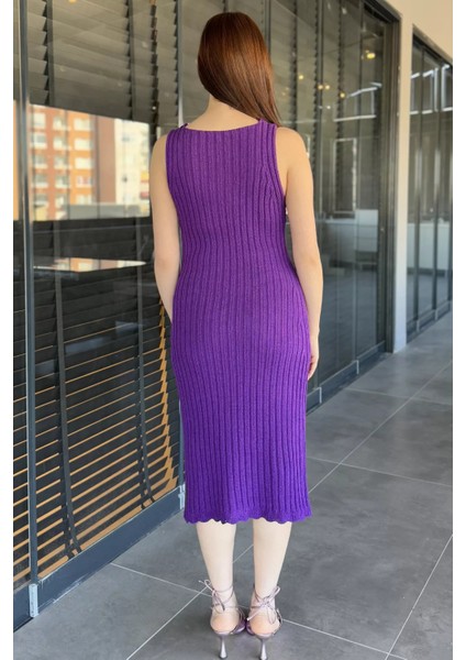 Gül Detaylı Kadın Örme Triko Elbise ( Içlikle Giyilmesi Önerilir)