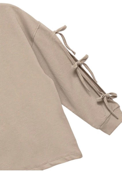 Kız Çocuk %100 Pamuk Fiyonklu Bej Sweatshirt - Rahat ve Şık Stil modelleri