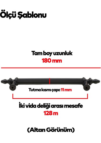 (Sert Plastik) 20 Adet Polavit 128 mm Siyah Mobilya Mutfak Çekmece Dolap Dolabı Kulbu Kulpları fiyatları