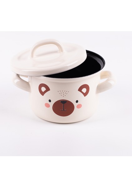 Little Bear Mini Bebek Tenceresi Antibakteriyel Emaye 12 cm 850 ml Krem Renk modelleri