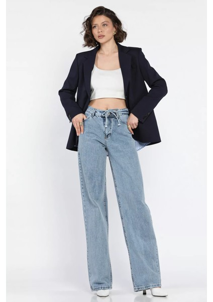 Bel Bağlamalı Bol Paça Kadın Jean Kot Pantolon fiyatları