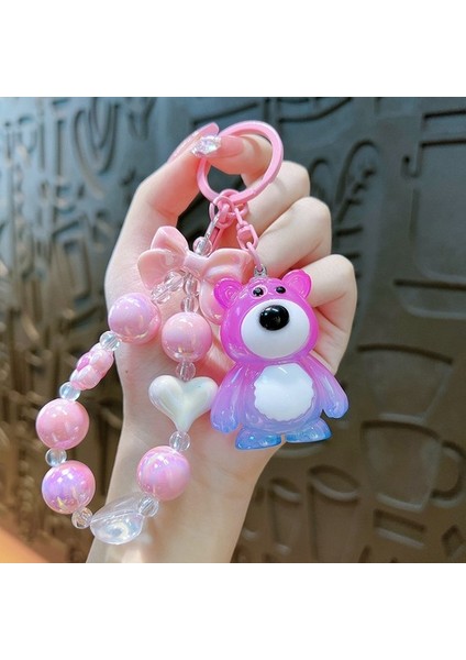 Yaratıcı Degrade Çilek Ayı Boncuklu Anahtarlık Çanta Araba Çekicilik (Yurt Dışından)