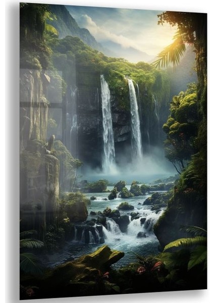 Doğa Manzaralı Cam Tablo - Karışık - Dikey Motif 01-063