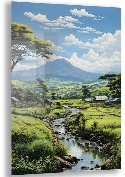 Doğa Manzaralı Cam Tablo - Karışık - Dikey Motif 01-040