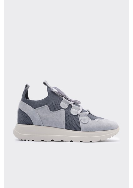 Kardy Açık Mavi Hakiki Süet Deri & Triko Kadın Sneaker