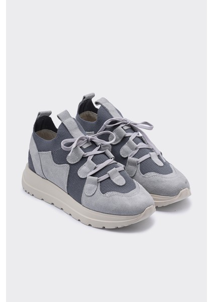 Kardy Açık Mavi Hakiki Süet Deri & Triko Kadın Sneaker
