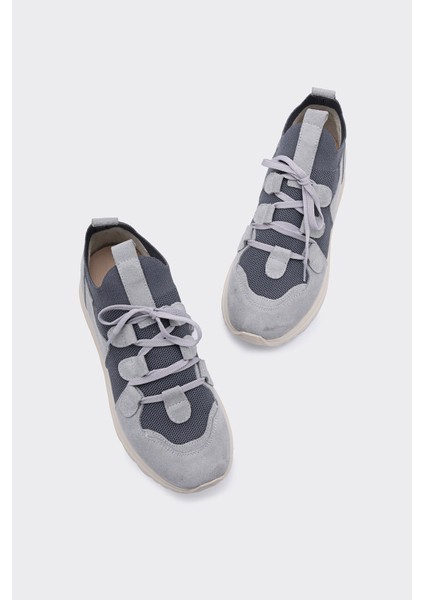 Kardy Açık Mavi Hakiki Süet Deri & Triko Kadın Sneaker