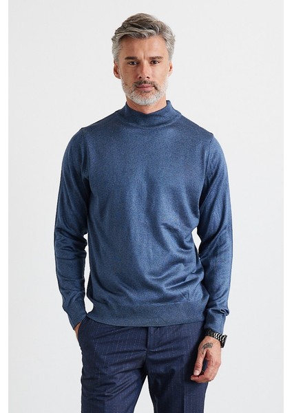 Erkek Büyük Beden Normal Kesim Yarım Balıkçı Yaka Triko Kazak