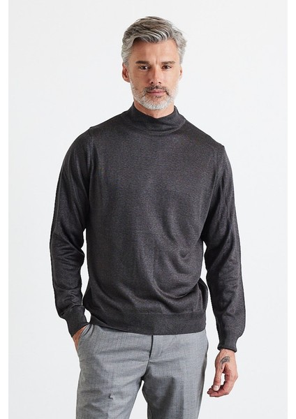 Erkek Büyük Beden Normal Kesim Yarım Balıkçı Yaka Triko Kazak