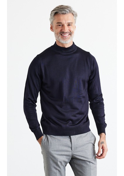 Erkek Büyük Beden Normal Kesim Yarım Balıkçı Yaka Triko Kazak