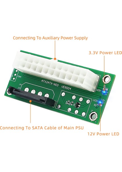 Atx Çift Psu Çoklu Güç Kaynağı Adaptörü Eşzamanlı Güç Kartı Güç Led'li 2psu'yu Sata 15 Pin Konnektörüne Ekleyin (Yurt Dışından) fiyatları