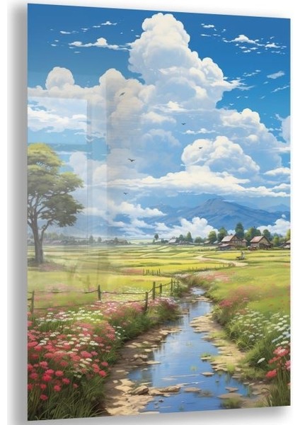 Doğa Manzaralı Cam Tablo - Karışık - Dikey Motif 01-002