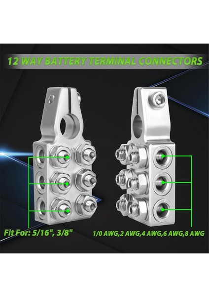 Akü Terminal Konnektörleri, 12 Yollu Akü Terminalleri, 1/0AWG,2/4/6/8AWG Akü Konnektörleri, Araba/kamyon/rv'ler Için (Yurt Dışından)