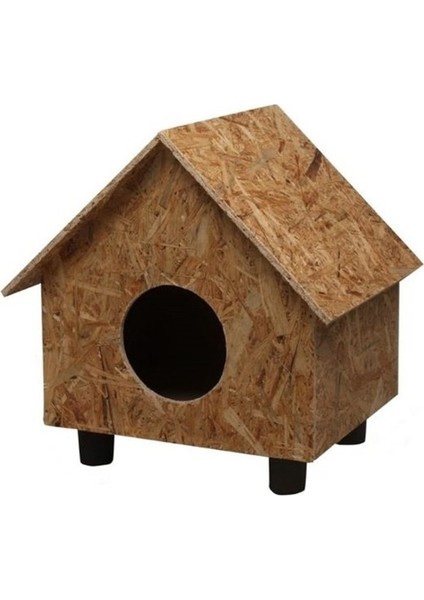 Kedi Evi Dış Ortam Uygun Ahşap Kedi Evi Osb 44x36x32 cm