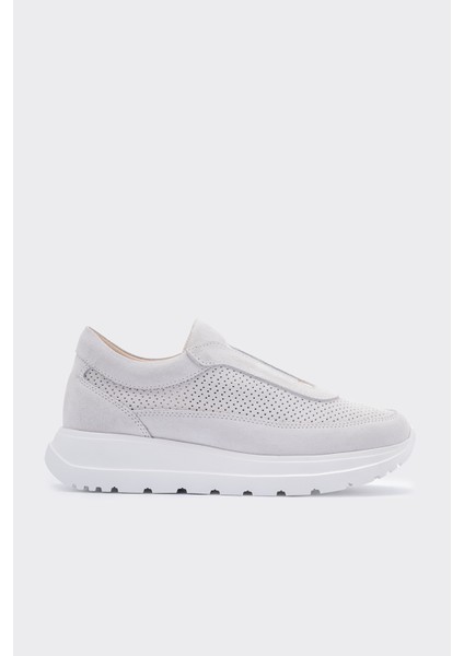 Lady Açık Gri Süet Deri Bağcıksız Kadın Sneaker