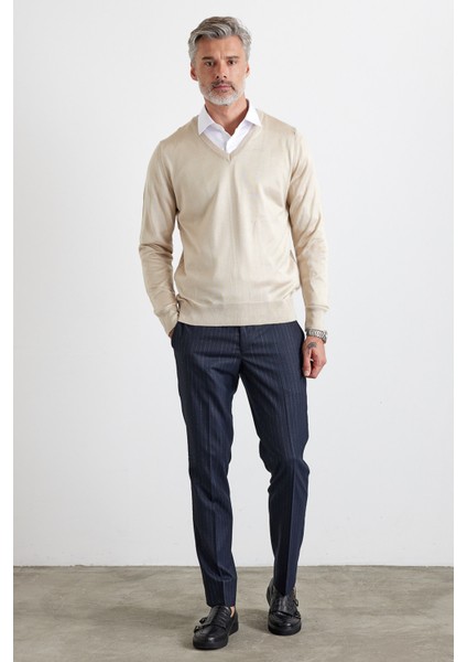 Erkek Büyük Beden Standart Fit Normal Kesim V Yaka Triko Kazak fiyatları