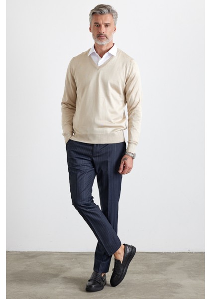 Erkek Büyük Beden Standart Fit Normal Kesim V Yaka Triko Kazak modelleri
