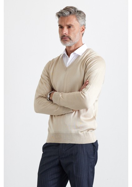 Erkek Büyük Beden Standart Fit Normal Kesim V Yaka Triko Kazak indirimleri