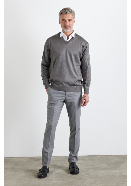 Erkek Büyük Beden Standart Fit Normal Kesim V Yaka Triko Kazak fiyatları