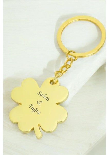 Dört Yapraklı Yonca Metal Anahtarlık Isme Özel