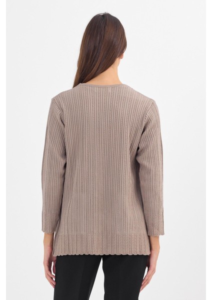 Kadın Kum Fitilli Düz Düğmesiz Cepli Anne Triko Hırka indirimleri