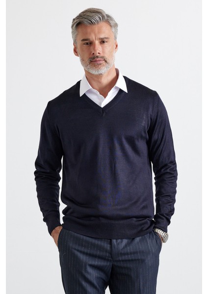 Erkek Büyük Beden Standart Fit Normal Kesim V Yaka Triko Kazak modelleri