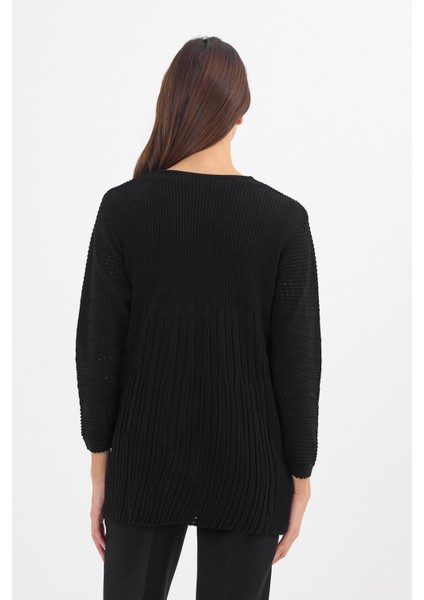 Kadın Siyah işlemeli Fitilli Düğmesiz Anne Triko Hırka fırsatları