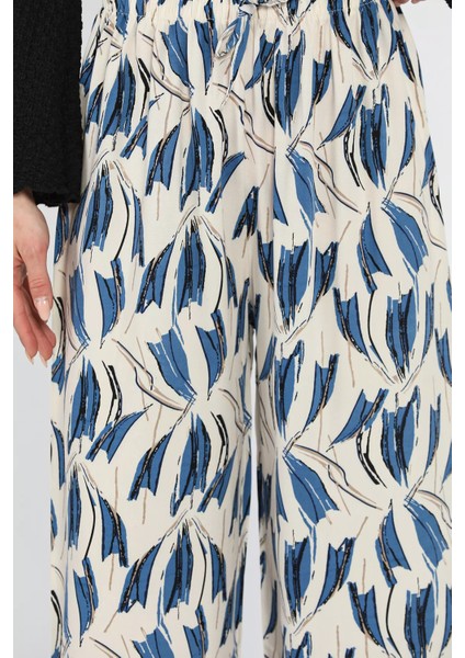 Desenli Bel Lastikli Kadın Viskon Yürüyüş Pantolonu fırsatları