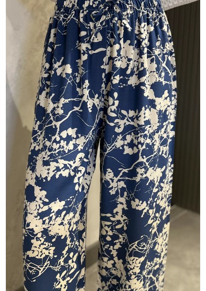 Bel Lastikli Bol Paça Kadın Viskon Yürüyüş Pantolonu fırsatları