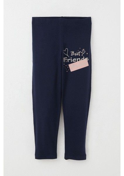 Kız Çocuk Taytlı Takım Dostluk Temalı Mutlu Kızlar Baskılı 2-6 Yaş, Bej