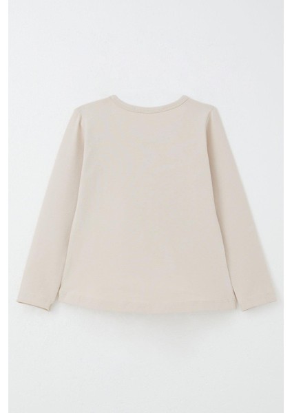 Kız Çocuk Taytlı Takım Dostluk Temalı Mutlu Kızlar Baskılı 2-6 Yaş, Bej