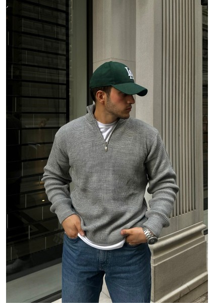 Erkek Yarım Fermuarlı Dik Yaka Kalın Kazak Triko fırsatları